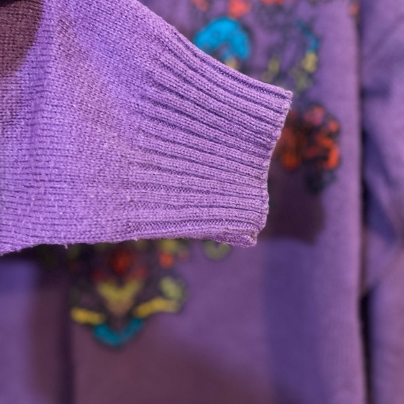 Norton McNaughton Sweater Women S Purple Floral Vintage Boho Western Granny 80s - Picture 6 of 12
